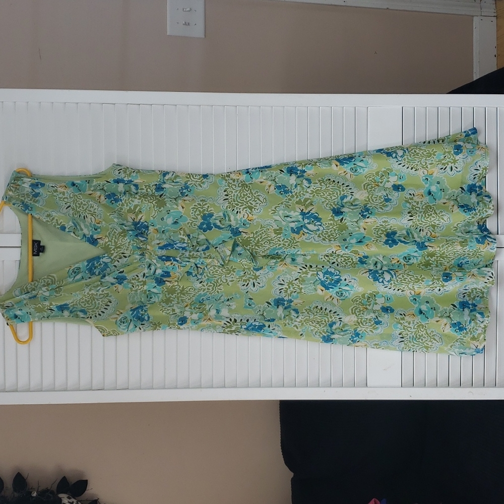 MSK Green and Blue Floral Midi Dress